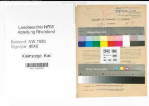 Entnazifizierung Karl Kleinsorge , geb. 17.04.1891 (Bankangestellter)