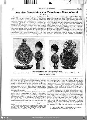 Aus der Geschichte der Dresdener Uhrmacherei (Fortsetzung zu Nr. 16)