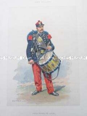 Uniformdarstellung, Tambour der Linien-Infanterie, Frankreich, um 1890.