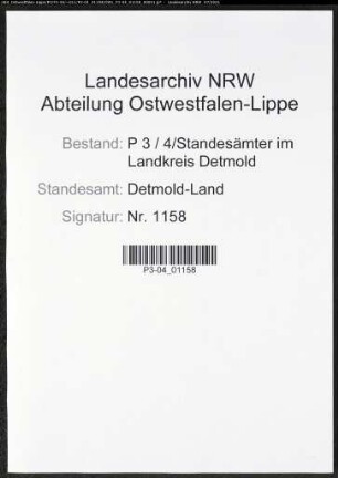 Heiratsregister Standesamt Detmold-Land