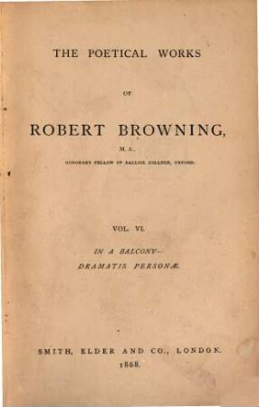 The poetical works of Robert Browning. 6