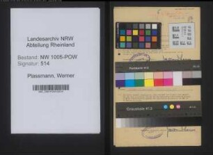 Entnazifizierung Werner Plassmann , geb. 25.09.1919 ()
