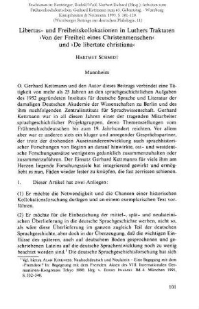 Libertas- und Freiheitskollokationen in Luthers Traktaten "Von der Freiheit eines Christenmenschen" und "De libertate christiana"