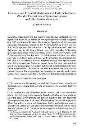 Libertas- und Freiheitskollokationen in Luthers Traktaten "Von der Freiheit eines Christenmenschen" und "De libertate christiana"