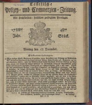 48tes Stueck, Montag den 1ten December. 1788