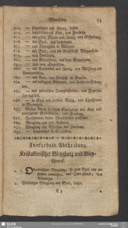 Funfzehnte Abtheilung. Kristallinischer Bleyglanz und Bleyschweif