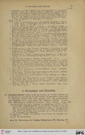 4. Genealogie und Heraldik (Nr. 267 - 304)
