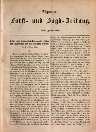 Allgemeine Forst- und Jagdzeitung : Allg. F. u. J. Ztg. = German journal of forest research. 47 = N.F. 1871