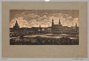 Zeitungsausschnitt, mit Stadtansicht von Dresden, Blick von der Neustädter Seite in Höhe des Japanischen Palais auf die Altstadt