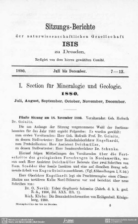 Sitzungs-Berichte. Juli bis December