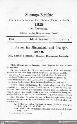 Sitzungs-Berichte. Juli bis December