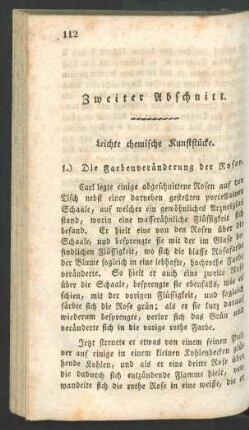 Zweiter Abschnitt. Leichte chemische Kunststuecke.