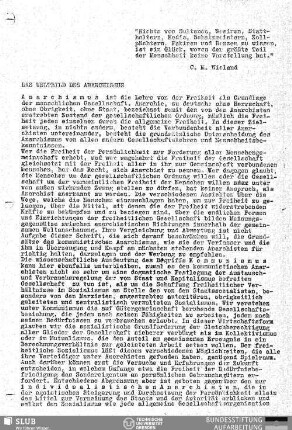 Das Weltbild des Anarchismus