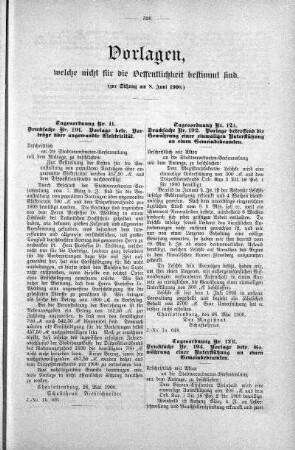 Vorlagen welche nicht für die Oeffentlichkeit bestimmt sind., 08. Juni 1900