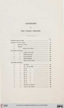 Contents of the third volume