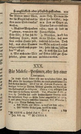 XXX. Für Malefiz-Personen, oder bey einer Execution.