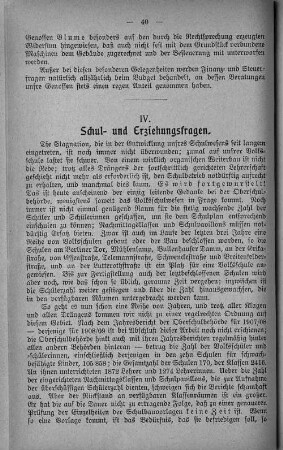 IV. Schul- und Erziehungsfragen.