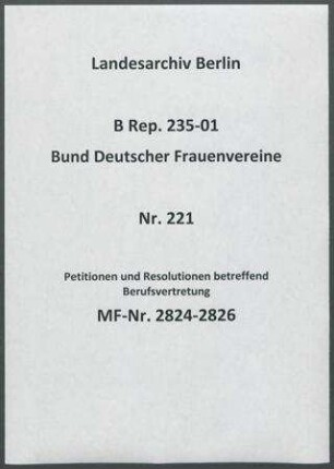 Petitionen und Resolutionen betreffend Berufsvertretung