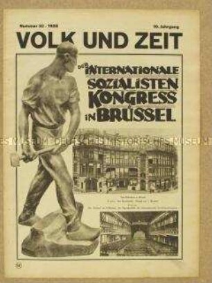 Sozialdemokratische Illustrierte "Volk und Zeit" zum Internationalen Sozialisten-Kongreß in Brüssel