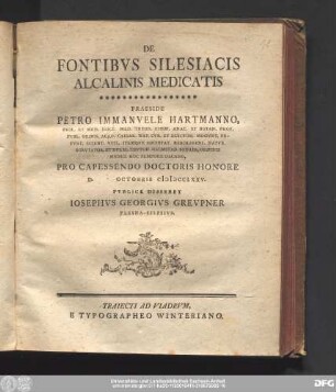 De Fontibvs Silesiacis Alcalinis Medicatis
