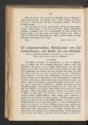 Die muhammedanischen Weissagungen vom Fall Konstantinopels, vom Mahdi und vom Antichrist