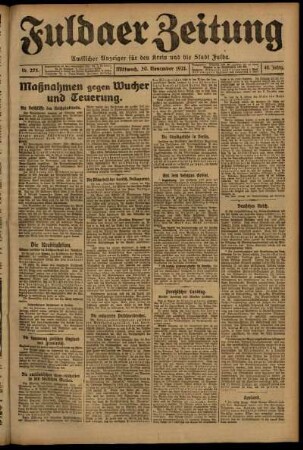 Erste Ausgabe vom Mittwoch, den 30. November 1921.