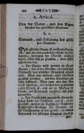 2. Articul. Von der Natur, und den Eigenschaften des göttlichen Glaubens.