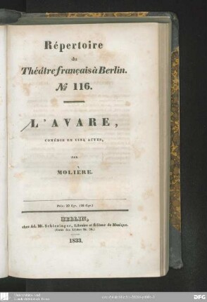L' avare : comédie en cinq actes