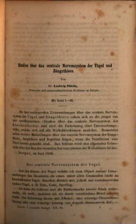 Zeitschrift für wissenschaftliche Zoologie. 19. 1869