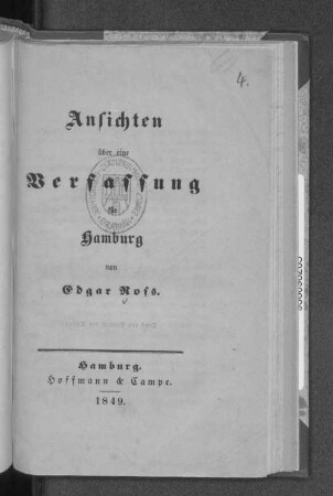 Ansichten über eine Verfassung für Hamburg