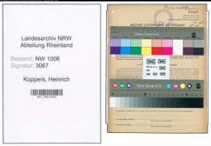 Entnazifizierung Heinrich Koppers , geb. 21.02.1892 ()