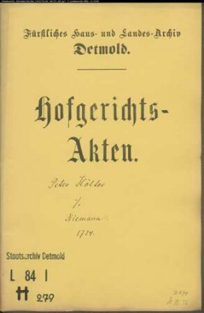 Hölter, Peter zu Währentrup gegen Niemann zu Währentrup - Schuldforderung