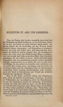 Ausgewählte Biographien des Plutarch, 2. Agis und Cleomenes [u.a.]