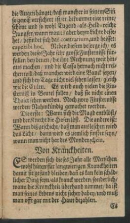 Von Kranckheiten.