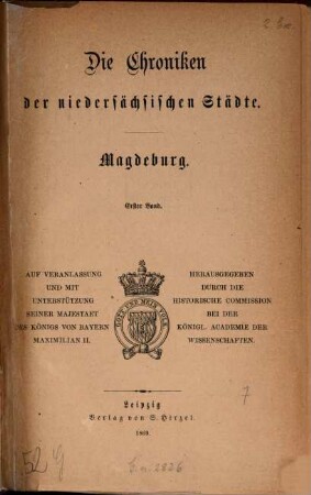 Die Chroniken der niedersächsischen Städte, 1. Magdeburg
