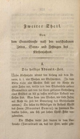 Zweiter Theil. Von dem Gottesdienste nach den verschiedenen Zeiten, Sonn- und Festtagen des Kirchenjahres.