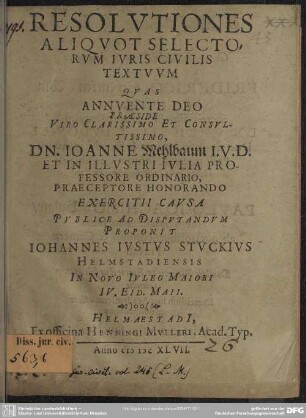 Resolutiones aliquot selectorum iuris civilis textuum