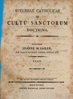 Ecclesiae Catholicae De Cultu Sanctorum Doctrina
