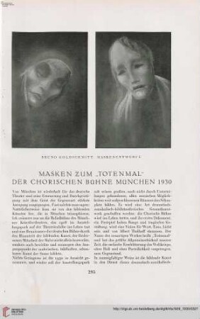 45: Masken zum "Totenmal" der chorischen Bühne München 1930