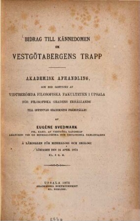 Bidrag till kännedomen om Vestgötabergens trapp