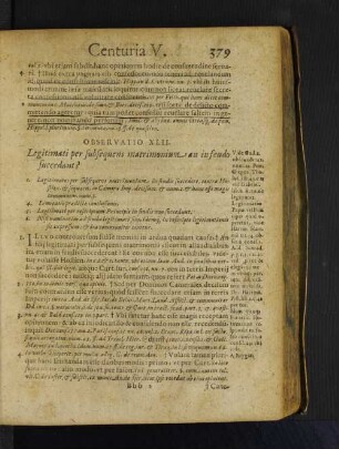 Observatio XLII. Legitimati per subsequens matrimonium an in feudo succedant?