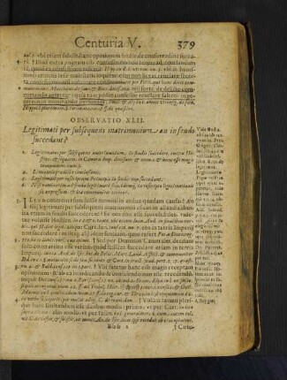 Observatio XLII. Legitimati per subsequens matrimonium an in feudo succedant?