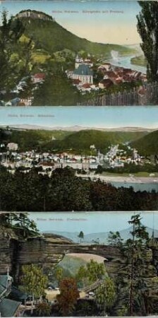 Postkartenleporello mit Ansichten der Sächsischen und Böhmischen Schweiz