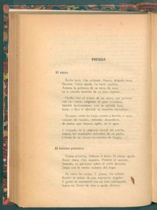 Poesías : El sátiro [y] El hombre primitivo [y] Bárbara