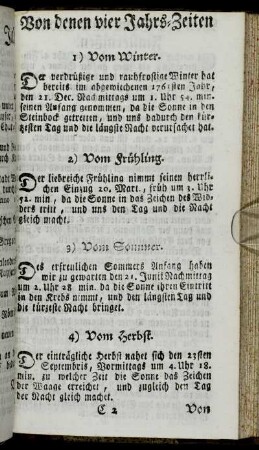 Von denen vier Jahrs-Zeiten. - Von den Sonn- und Monds-Finsternißen.
