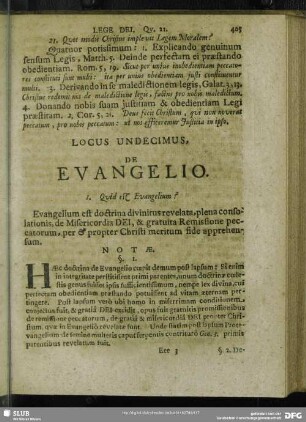 Locus Undecimus. De Evangelio