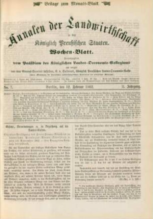 No. 7. Berlin, den 12. Februar 1862. II. Jahrgang.