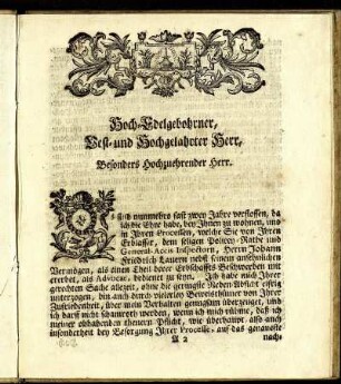 Hoch-Edelgebohrner, Best- und Hochgelahrter Herr, besonders Hochzuehrender Herr.