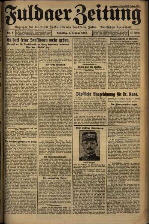 Erste Ausgabe vom Sonntag, den 05. Januar 1930.