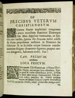 Cap. Primum, exhibens Loca Precum.